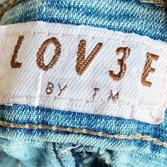 Vintage 90s Y2K Lov3e by TM Denim Low Rise Jean Mini Skirt w Piping Details - Picture 6 of 7